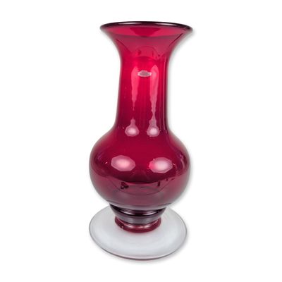Blenko Ruby Red Glass Pedestal Vase