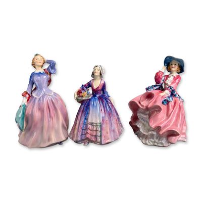 Sale Photo Thumbnail #112: 3pc Royal Doulton Porcelain and Bone China Figurines, Blithe Morning, Janet & Top o' the Hill