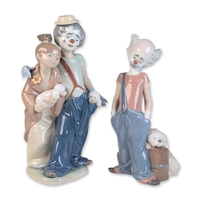 Two Lladro Collector Society Porcelain Clown Figurines, 01006245 & 01007686