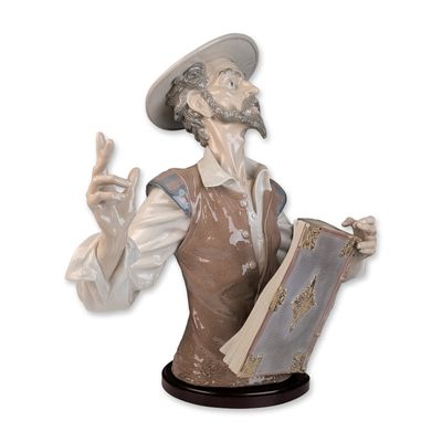 Sale Photo Thumbnail #196: Lladro Limited Edition Porcelain Bust, Listen to Don Quixote 01001520 with COA & Base