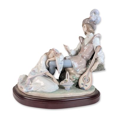 Sale Photo Thumbnail #188: Lladro Glazed Porcelain Figurine, Medieval Romance 01006327 with Base