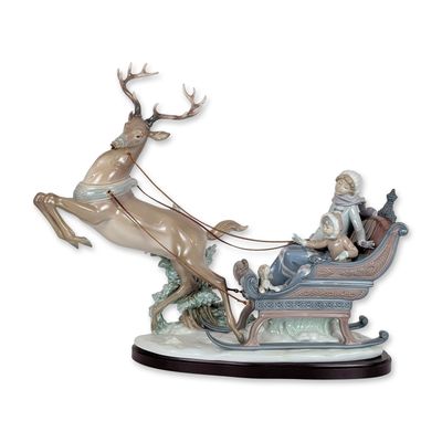 Sale Photo Thumbnail #241: Lladro Winter Wonderland Porcelain Sleigh Sculptural Group 1429