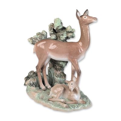 Sale Photo Thumbnail #439: Lladro Glazed Porcelain Figurine, Hind and Baby Deer 01005043