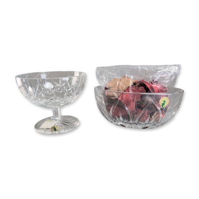 Sale Photo Thumbnail #102: 2pc Waterford Lead Crystal Lismore Candy Dish and Castleton Bowl
