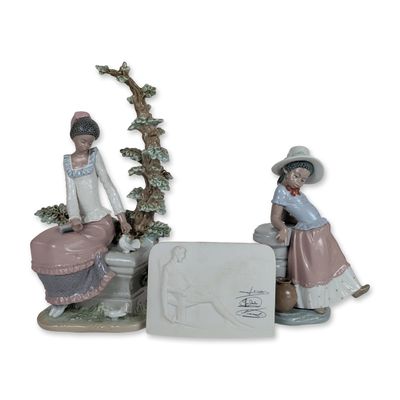 Sale Photo Thumbnail #377: 3pc Lladro Porcelain Figurines and Plaque, Harmony, A Steppin' Time, and 1985 Lladro Collector's