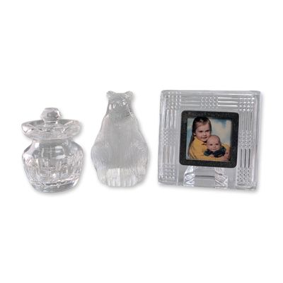 Sale Photo Thumbnail #282: 3pc Waterford Crystal Decorative Objects w/ Seated Bear, Picture Frame & Lidded Jar