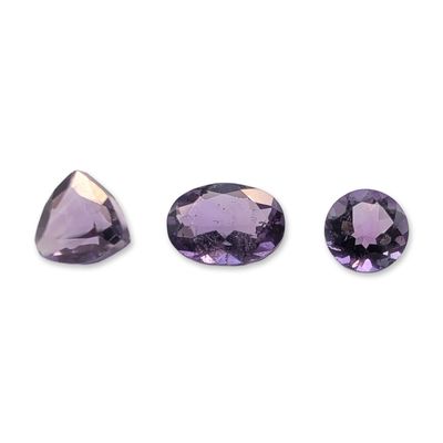 Sale Photo Thumbnail #145: Trio of Purple Faceted Amethyst Gemstones