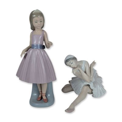 Sale Photo Thumbnail #386: 2pc Lladro Glazed Porcelain Ballerina Figurines, A Dancing Partner 5093 and The Death of the Swan