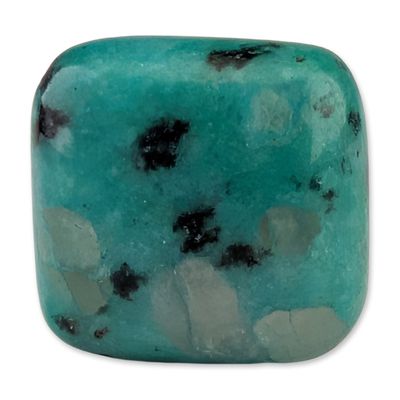 Sale Photo Thumbnail #370: Tumbled Teal and Black Spotted Gemstone