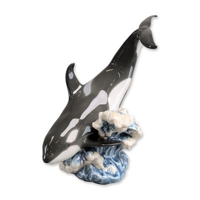 Sale Photo Thumbnail #408: Lladro Spanish Porcelain Whale Figurine, Orca 01006899