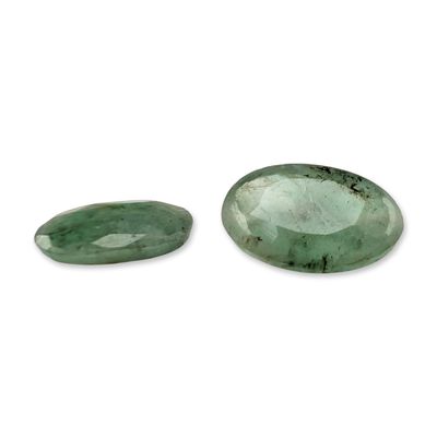 Sale Photo Thumbnail #319: Pair of Oval Faceted Green Emerald Gemstones