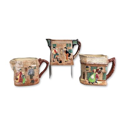Sale Photo Thumbnail #120: 3pc Royal Doulton Dickensware Relief Earthenware Jugs
