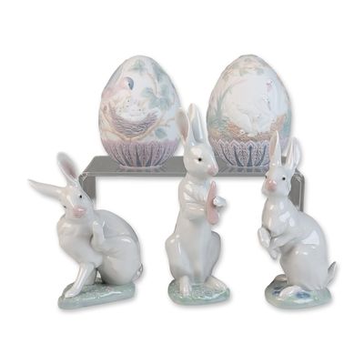 Sale Photo Thumbnail #405: 5pc Lladro Porcelain Rabbit Figurines and Limited Edition Eggs