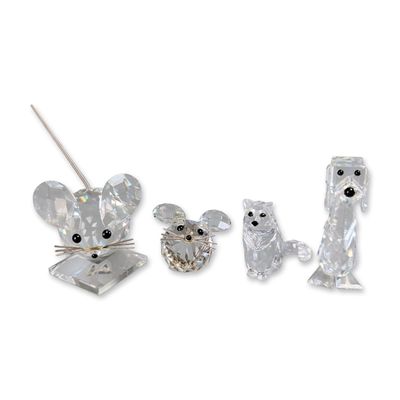 4pc Swarovski Silver Crystal Animal Figurines Collection