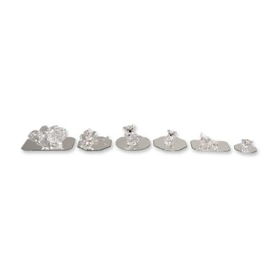 6pc Swarovski Silver Crystal Figurines with Mirror Bases