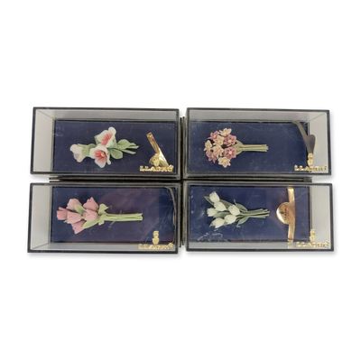 Sale Photo Thumbnail #211: 4pc Lladro Porcelain Flower Bouquets Figurines