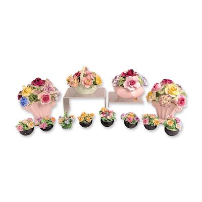 Sale Photo Thumbnail #316: 12pc Coalport and Staffordshire Bone China Floral Arrangements