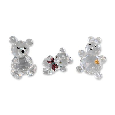3pc Swarovski Silver Crystal Bear Figurines