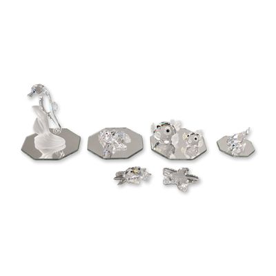 Sale Photo Thumbnail #262: 7pc Swarovski Silver Crystal Aquatic Figurines with Mirror Bases