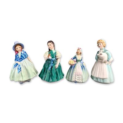 Sale Photo Thumbnail #298: 4pc Four Royal Doulton Porcelain and Bone China Figurines Lily, Francine, Janet & Stayed at Home