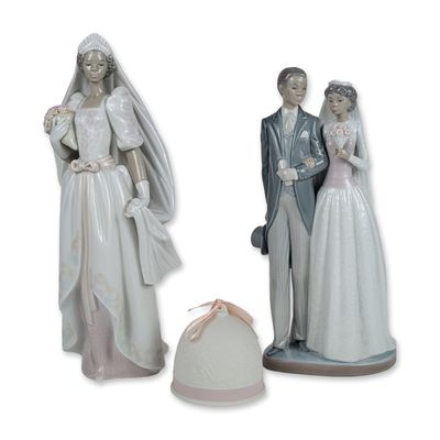 Sale Photo Thumbnail #252: 3pc Lladro Porcelain Figurines, The Bride, Wedding Day, and Spring Bell