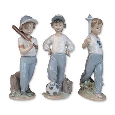 Sale Photo Thumbnail #247: 3pc Lladro Porcelain Sports Figurines- 01007610, 01007522 & 01007605
