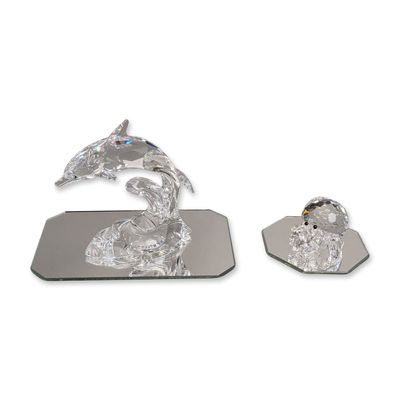 Sale Photo Thumbnail #261: 2pc Swarovski Silver Crystal Dolphin and Hermit Crab Figurines with Mirror Bases