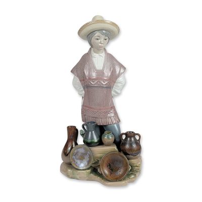 Sale Photo Thumbnail #433: Lladro South of the Border Boy Selling Pots Sculpture 5080