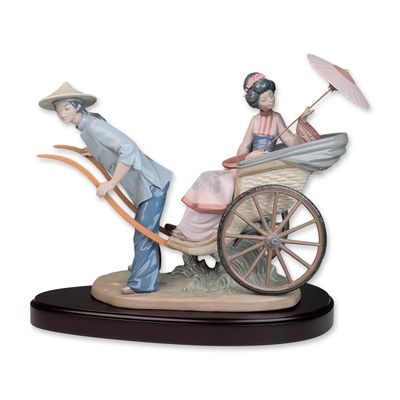 Lladro Porcelain Figurine, A Rickshaw Ride 01001383 with Base