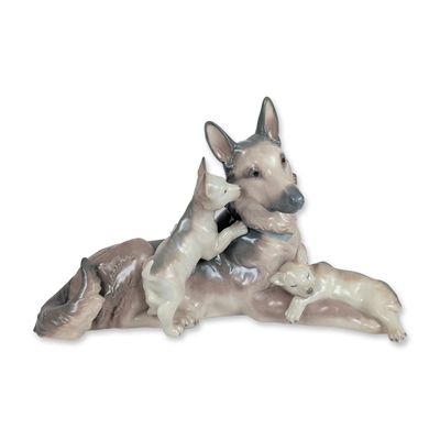 Sale Photo Thumbnail #388: Lladro German Shepherd with Puppies Porcelain Figurine 6454