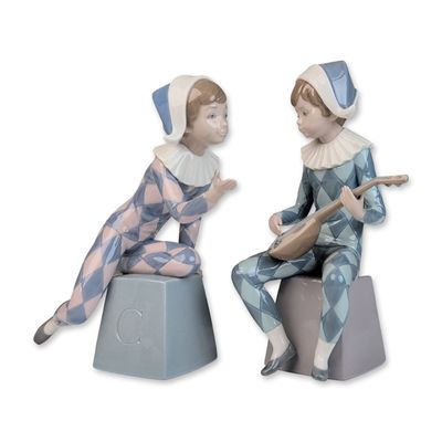 Two Lladro Porcelain Harlequin A & C Figurines, 01005075 & 01005077