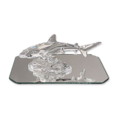 Sale Photo Thumbnail #266: Swarovski Silver Crystal Baby Shark Figurine with Mirror Base