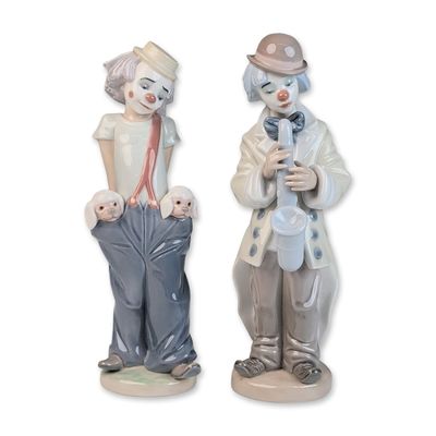 Sale Photo Thumbnail #416: Two Lladro Glazed Porcelain Figurines, Sad Sax 01005471 & Little Pals 01007600