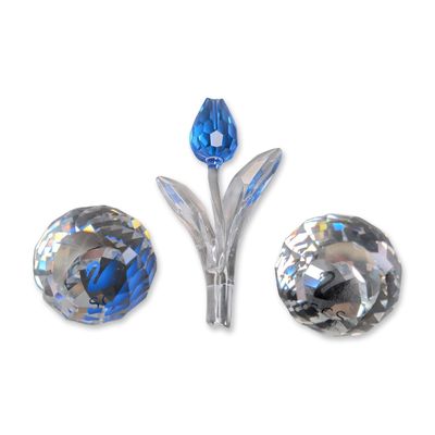 Sale Photo Thumbnail #271: 3pc Swarovski SCS Blue Faceted Crystal Tulip and Paperweights