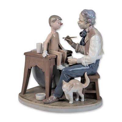 Lladro Glazed Porcelain Figurine, The Puppet Painter 01005396