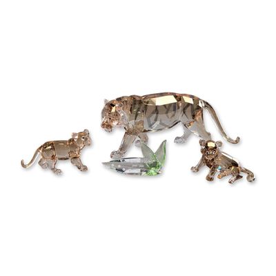 Sale Photo Thumbnail #269: 4pc Swarovski Crystal Society Endangered Wildlife Tiger and Cubs with Plaque