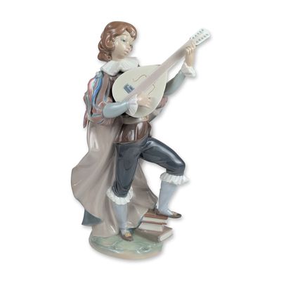 Sale Photo Thumbnail #437: Lladro Spanish Glazed Porcelain Little Troubadour Figurine 1314