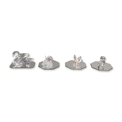 4pc Swarovski Silver Crystal Animal Figurines with Mirror Bases