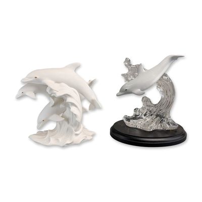 Sale Photo Thumbnail #133: 2pc Lenox Porcelain Dolphin Figurines with Base