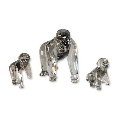 3pc Swarovski Crystal Society Gorilla Family Figurines