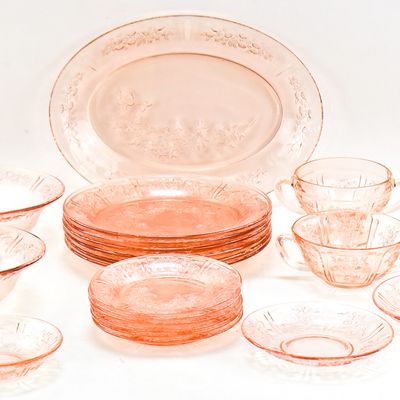 FEDERAL GLASS COMPANY "CABBAGE ROSE" ASSORTMENT