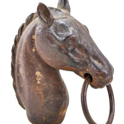 CAST IRON HORSE HEAD HITCHING POST FINIAL