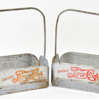 PAIR OF ALUMINUM "DRINK PEPSI-COLA" SIX PACK BOTTLE CARRIERS