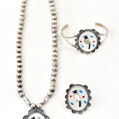 ZUNI SONG BIRD NATIVE AMERICAN SOUTHWEST STERLING SILVER JEWELRY COLLECTION
