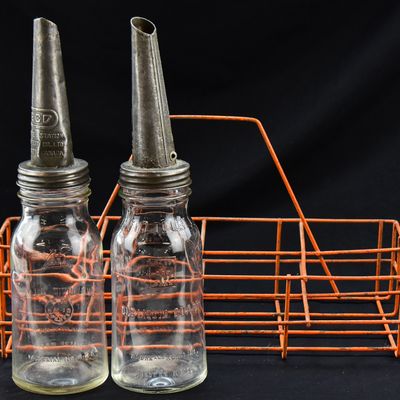 ORANGE GAS STATION OIL BOTTLE WIRE CARRIER