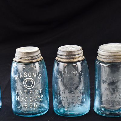 ASSORTMENT OF MASON'S PATENT NOV 30TH 1858 FRUIT JARS