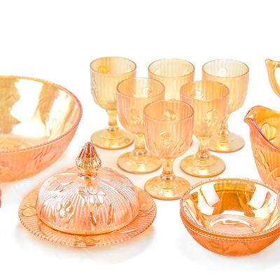 JEANNETTE GLASS COMPANY "IRIS & HERRINGBONE" ASSORTMENT