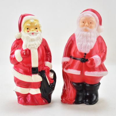 PAIR OF TABLE-TOP SANTA CLAUS ELECTRIFIED BLOW MOLDS EMPIRE