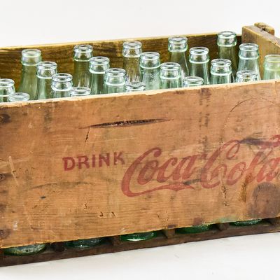 COCA-COLA WOODEN CRATE WITH FULL SET OF 24 GLASS BOTTLES