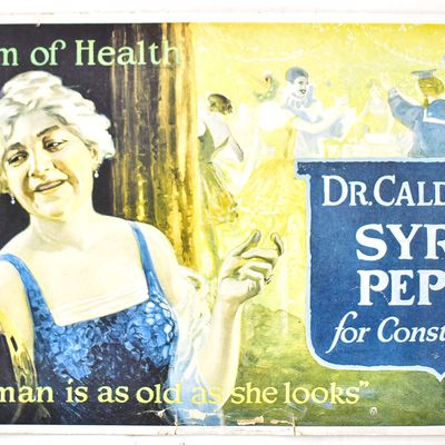 CARDBOARD TROLLEY ADVERTISEMENT FOR DR.CALDWELL’S SYRUP PEPSIN
